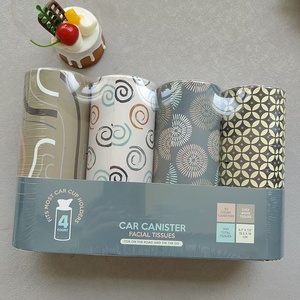 Porte-mouchoirs pour voiture Cylindre 4 unités (bidons), 50 mouchoirs par cylindre, convient aux porte-gobelets de voiture, portable, boîte à mouchoirs ronde pour voiture - Product Image 1