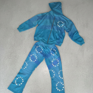 High Quality <b>Summer</b> <b>Men's</b> 100% Cotton Heavyweight 260g Solid Acid Wash Tracksuit Comfortable Breathable Hooded Sets Side Pockets - Product Image 2