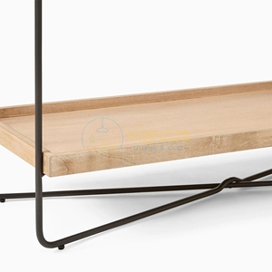 Table console Nova à deux niveaux en bois et métal, table de canapé moderne à cadre ouvert avec pieds en fer et étagère de rangement, meuble de rangement moderne pour entrée - Product Image 4