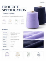 Wool Blended Core Spun Yarn 2/28S 2/48NM Dyed High Tenacity Eco-Friendly Recyclable Knitting Warm Soft Touch