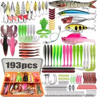 Kit de leurres de pêche en eau salée 83/133/193/239/409 pièces pour truite, brochet, achigan avec composants métalliques, ensemble multi-leurres, boîte à pêche, équipement professionnel