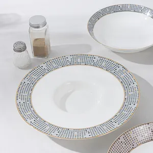 PITO HoReCa Conjunto de louça de cerâmica luxuosa para jantar, talheres de porcelana com glitter, pratos elegantes de estilo europeu
