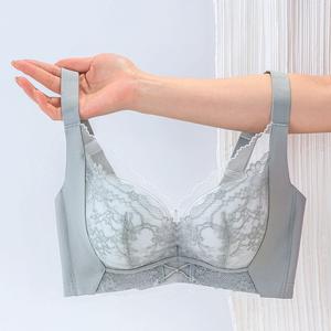 Sujetador sin hueso sin lado Los pechos pequeños de las mujeres se reúnen Copa mediana gruesa cómodo transpirable sin aros sin rastro Sujetador de encaje lateral nipp - Product Image 4