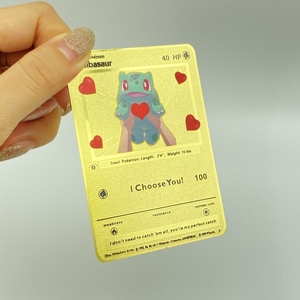 Tarjeta Metálica Dorada Personalizada de Feliz Pascua con Pikachu y sus Amigos, Regalo para Pascua - Product Image 2