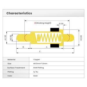 Broche à ressort à double tête à 6 broches, pas <span class=keywords><strong>de</strong></span> 2,54 mm, pour test en circuit, broche à ressort isolée - Product Image 3