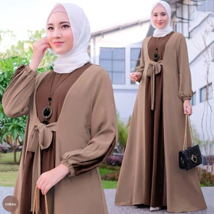 Abiti islamici manica lunga <span class=keywords><strong>abbigliamento</strong></span> donna di musulmani 2 colori abbinati con cintura 2025 stile Abaya tacchino - Product Image 5