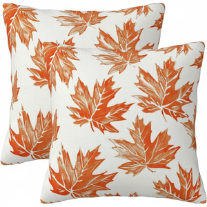 ชุดปลอกหมอนอิงลายใบเมเปิลสีส้มไหม้ ขนาด 18x18 นิ้ว จำนวน 2 ชิ้น สำหรับตกแต่งบ้านสไตล์ฟาร์มเฮาส์ในฤดูใบไม้ร่วง - Product Image 2