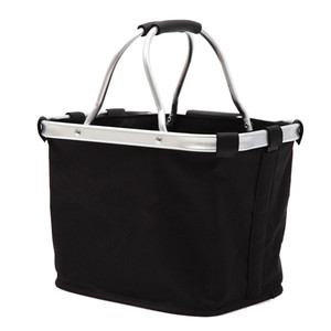 Panier de vélo de montagne en alliage d'aluminium pliable, fixation sur guidon, toile noire, 35 cm x 23,5 cm x 24 cm, sac avant - Product Image 3
