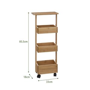 4 Tiers Bamboo Standing Type Lacquer Bathroom <b>Kitchen</b> Dessert <b>Storage</b> Trolley with 3 Compartments and Shelf - Product Image 4