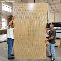 Panneau mural en PETG translucide effet glace craquelée, en résine acrylique, avec feuilles de bambou tissé laminé, pour décoration intérieure