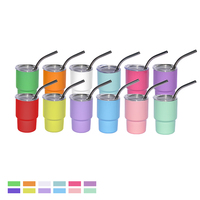 Gobelet en verre à liqueur de 3oz en acier inoxydable à sublimation de style nouveau gobelet coloré à whisky avec paille et couvercle