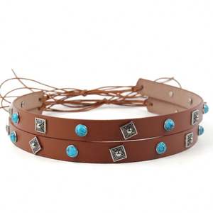 Fabricant vente en gros ceinture en PU marron incrusté de pierres précieuses synthétiques en alliage tablier à capuche multi-usages nouveau produit - Product Image 6