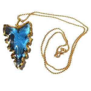 Aqua Glass "Serrated Edge" Arrowhead <b>Necklace</b> at a best rate Online - Product Image 1