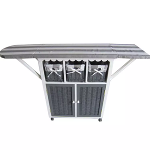Armoires <span class=keywords><strong>de</strong></span> salon en bois massif pliable armoire <span class=keywords><strong>de</strong></span> rangement pour planche à repasser avec tiroir en osier - Product Image 3