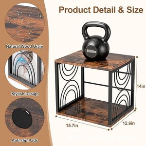 Wooden <b>Record</b> Rack With Turntable <b>Stand</b> 2 Tier Storage For Vinyl Cd Album Organization Home Use - Product Image 5