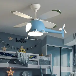 Children's room Aircraft fan ceiling fan light Modern Living room bedroom decorative ceiling fan with led light