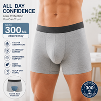 Sous-vêtements de contrôle urinaire à marque privée 300 ml, anti-fuites, 5 couches, séchage rapide, lavables, type boxer