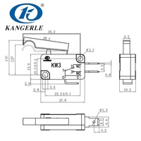 Micro-interrupteur à piston en plastique Chinakel KW3-6A-4A, 2 broches SPDT, certifié TUV/CQC/CE