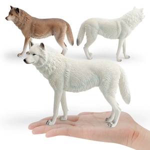 Modellino di Lupo Marrone e Bianco in PVC, Giocattolo Educativo per Bambini, Ornamento Animale per Età 4-6 Anni - Product Image 4