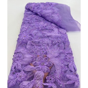 Tela de encaje de tul francés bordado Coral precio competitivo de ventas calientes con cuentas para <span class=keywords><strong>fiesta</strong></span> - Product Image 4