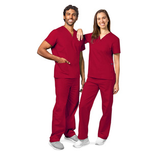 Unisex Scrub Suit Set Cyan Light Green Red Blue Sky Blue Pink Moisture Wicking Hospital Uniforms - Product Image 3