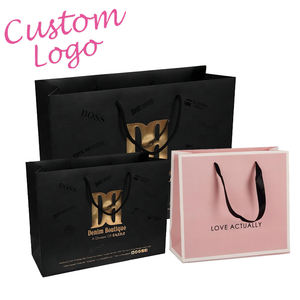 Logo doré personnalisé <span class=keywords><strong>de</strong></span> luxe, grand petit magasin <span class=keywords><strong>de</strong></span> détail, Costume vêtements bijoux shopping cadeau sac en papier avec poignées <span class=keywords><strong>de</strong></span> ruban <span class=keywords><strong>de</strong></span> nœud papillon - Product Image 4