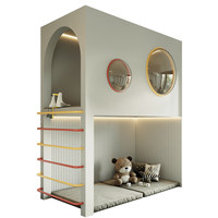 Lit mezzanine moderne de luxe léger, style cabane dans les arbres, sur mesure, avec zones de jeux intégrées, pour enfants, sécurisé