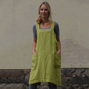 Tablier en lin et coton pour femme, confortable et respirant, idéal pour la maison, le jardinage, l'artisanat, style robe, directement de l'usine - Product Image 4