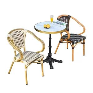 Chaise de salle à manger en rotin tressé durable pour l'extérieur, avec fauteuil de style bambou, pour villa, hôtel, café - Product Image 1