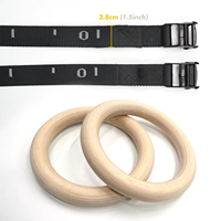 TOPTONS Gymnastic Rings Birch Wooden Gym Rings with Adjustable Straps Fitness Exercise Rings for Home Gym Whole Body Workout