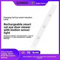 Ampoule Intelligente SIXWGH Rechargeable avec Capteur PIR, Éclairage 3-5m, Angle Large 120°, 3 Couleurs Réglables, Gradation Continue, Fixation Magnétique pour Armoires