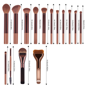 Ensemble de 15 pinceaux de maquillage pour le visage, les joues et le blush, en poils synthétiques de luxe, manche en plastique, forme angulaire, <span class=keywords><strong>utilisation</strong></span> pour le fond de teint, étiquette privée personnalisable - Product Image 6