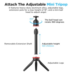 Smartphone By-vg350 avec mini trépied, tube d'extension, lumière LED et microphone Mm1 pour <span class=keywords><strong>YouTube</strong></span>, TikTok, Facebook et vlogging - Product Image 6