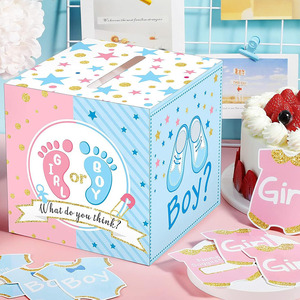 B656 màu hồng màu xanh bé tắm Giới tính tiết lộ hộp bỏ phiếu cậu bé cô gái lá phiếu thẻ trang trí lời mời Cung cấp Giới tính tiết lộ hộp - Product Image 6
