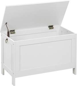 <span class=keywords><strong>Banc</strong></span> de rangement blanc pour entrée, montage facile, boîte à jouets pour enfants, armoire de rangement en bois pour jouets d'enfants avec charnière de sécurité - Product Image 1
