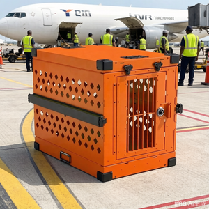 Cages <span class=keywords><strong>de</strong></span> transport pliables portables en alliage d'aluminium avec double <span class=keywords><strong>porte</strong></span> et revêtement poudré pour chiens – Populaires - Product Image 2