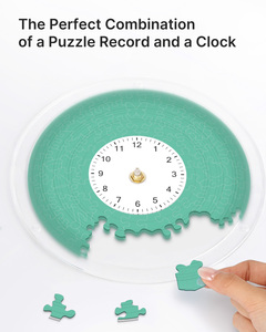 Acrylic Clock Puzzle Fresh Green 3-Layer Transparent UV Print Wall & <b>Table</b> Decor with Iron Stand - Product Image 5
