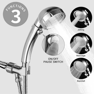 Pommeau de douche à main haute pression avec fonction pluie, réglable, avec interrupteur marche/arrêt, amovible, pour camping - Product Image 3
