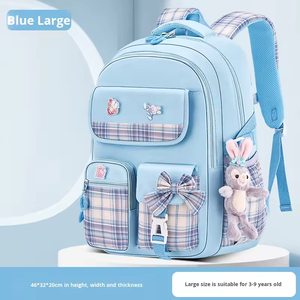 1-3-6 Grade Primary <b>School</b> Girls' Plaid Bow <b>Large</b> Capacity Spine Protection Lightweight Waterproof Double-Shoulder <b>Backpack</b> - Product Image 2