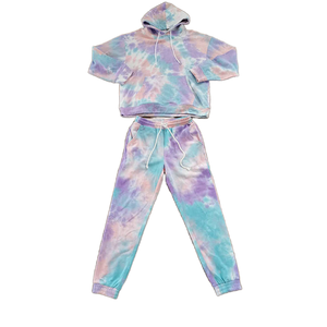 Personalizado 100% algodón de gran tamaño pesado Streetwear estilo Tie Dye <span class=keywords><strong>Vinter</strong></span> Fleece sudaderas con capucha y pantalones de chándal conjunto para hombres - Product Image 1