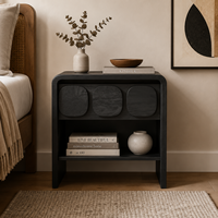 Meilleures ventes : Tables de chevet Wabi-Sabi en bois noir avec tiroir pour appartement et mobilier de chambre d'hôtel