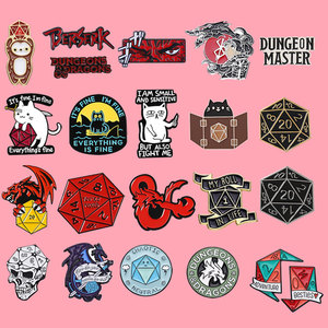 Pin de solapa de esmalte de anime Wowei, juego de rol japonés, dragón de D&D, dados D20, broches de <span class=keywords><strong>manga</strong></span> para mujer, joyería de moda - Product Image 1