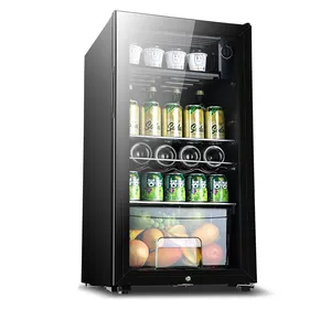 50-90 Litro Hotel Mini Bar Porta de vidro do refrigerador Mini Frigorífico Bar Garrafa de vinho refrigerador portátil