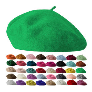 Broderie de logo personnalisée Femme 100% laine Beret Boina Bérets d'hiver Chapeau Casquette Vente en gros Femme Dame Beret en laine pour hommes et femmes - Product Image 1