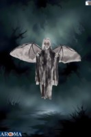 AROMA Décoration d'Halloween Grimouette ailée suspendue de 43 pouces avec lumières, son et mouvement pour scènes hantées