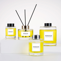 Flacon diffuseur à roseaux rond noir mat de 200 ml, vide, pour emballage d'huiles essentielles et de parfums, vente en gros