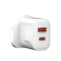 Venta al por mayor 20W PD Cargador de carga rápida C Adaptador de cargador Puertos duales USB A + C Cargador de pared para iPhone para Samsung