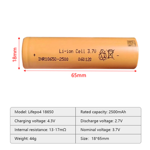 18650 Solid State Rechargeable <strong>Battery</strong> Pack 3.7v 1500mah 2000mah 2500mah 2200mah <strong>High</strong> Discharge Rate Cylindrical <strong>LiFePO4</strong> <strong>Battery</strong> - Product Image 2