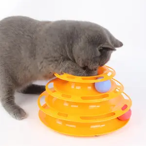 2021 venda quente gato interativo pista rolo, bola de brinquedo do gato do animal de estimação torre