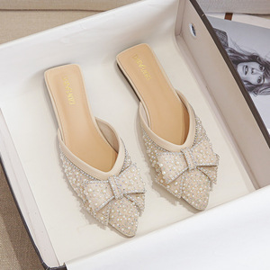 하이 퀄리티 플랫 슈즈 스팽글 천 소재 슬리퍼 여성용 새로운 스타일 큰 크기 사용자 정의 여성 뮬 - Product Image 3